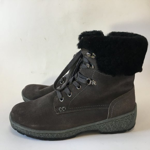 Michelle Dark Gray Black Winter Faux Fur Suede Warm Snow Boots Size 9 Zipper - Picture 6 of 12